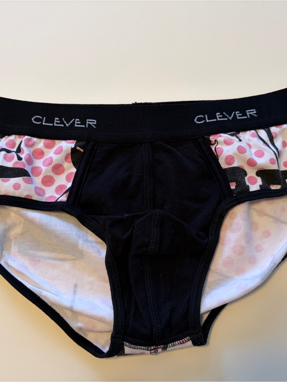 Men's Black & Pink Polka Briefs